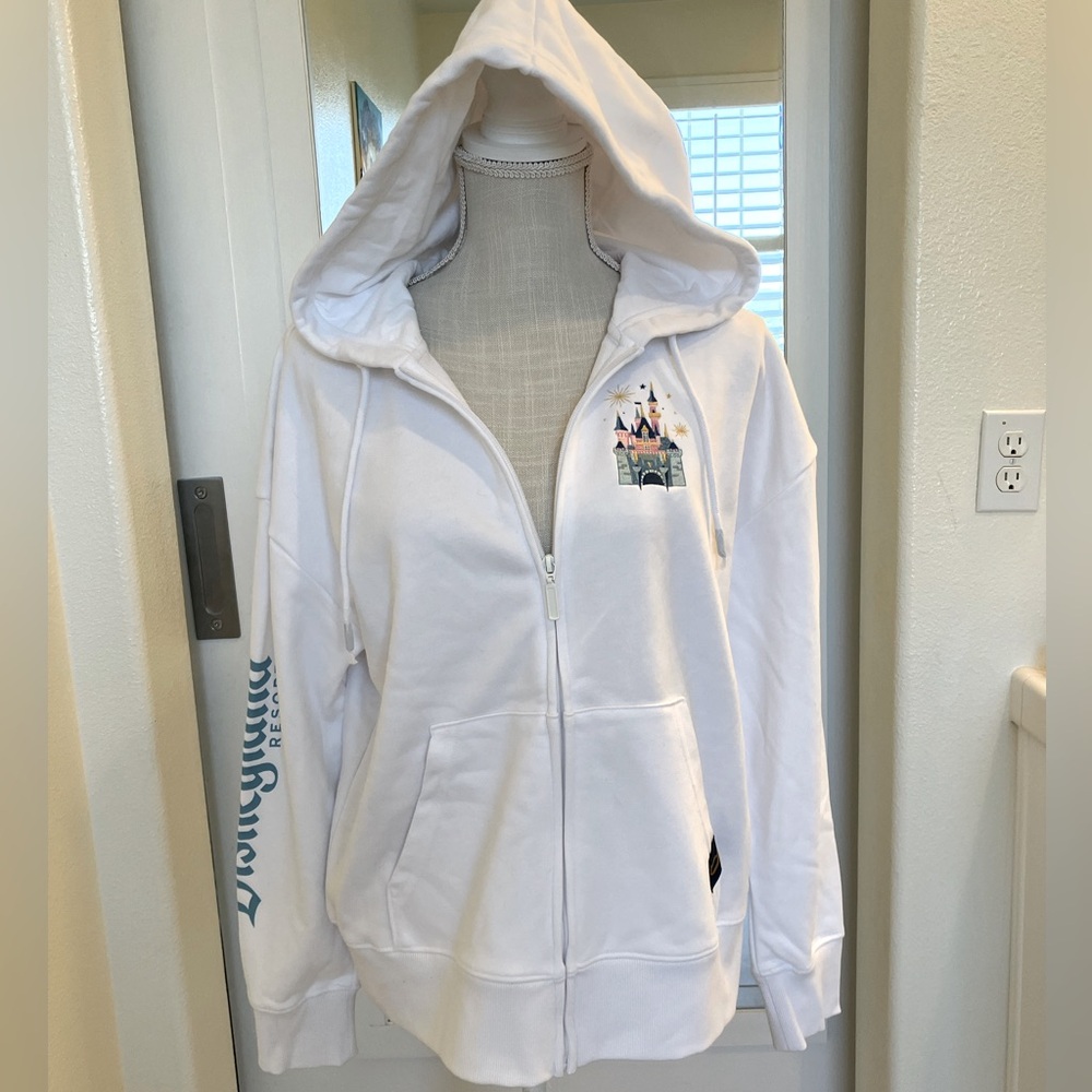 Disney castle zipper hoodie sweatshirt, white and teal, size Large - NWT - Picture 3 of 12